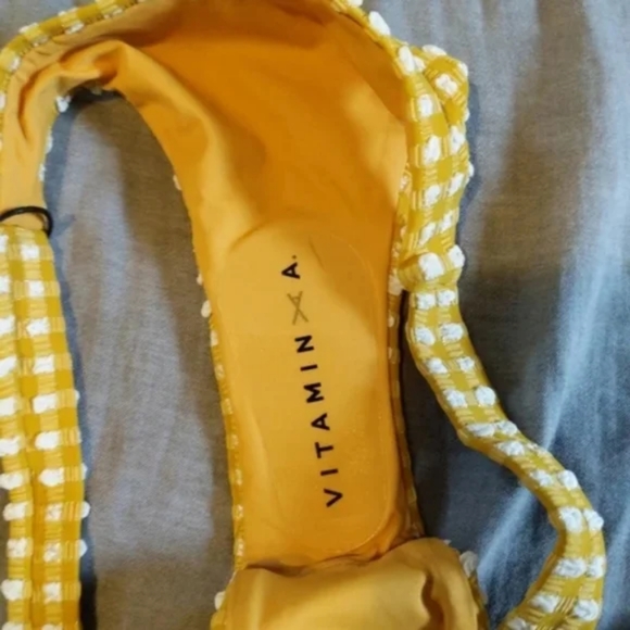 Vitamin A Moss Top Carmen Bottom Check Bikini Set Vichy Marigold Swimsuit - Picture 5 of 5